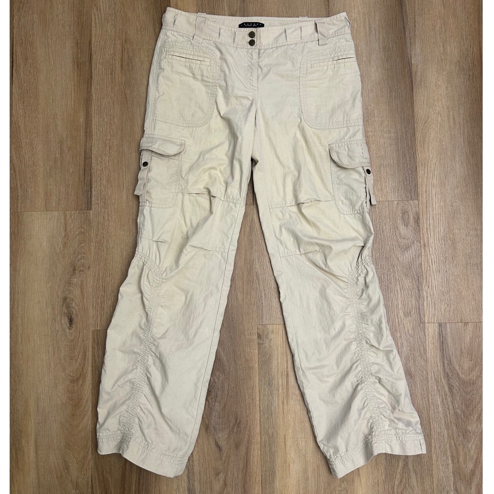 Vintage Y2K Ruched Cargo Pants Beige 6 Laundry by Shelli Segal hike outdoors